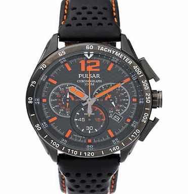 Pulsar Mens WRC Chronograph Black Leather Strap