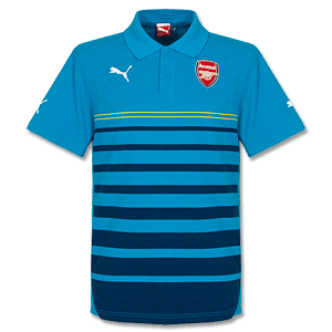 Puma Arsenal Hooped Leisure Polo Shirt - Aqua/Navy