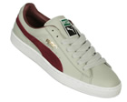 Puma Basket Classic Grey/Burgundy Leather Trainers