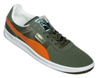 Puma California 2 Olive/Orange Mesh/Suede Trainers