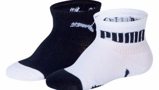 Puma Luxury Baby and Kids Socks - Pack of 2 Pairs (UK (0-2), Black/White)