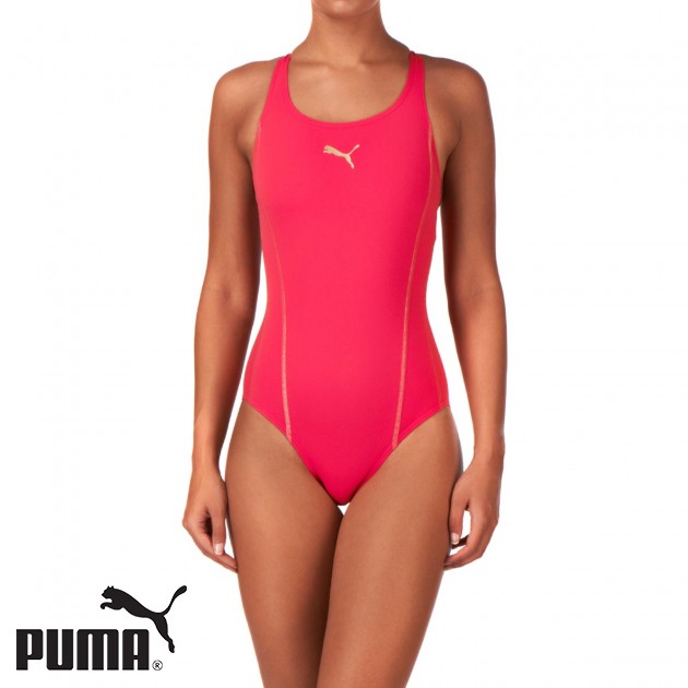 Puma Womens Puma Hydrocat Basic Swimsuit - Raspberry