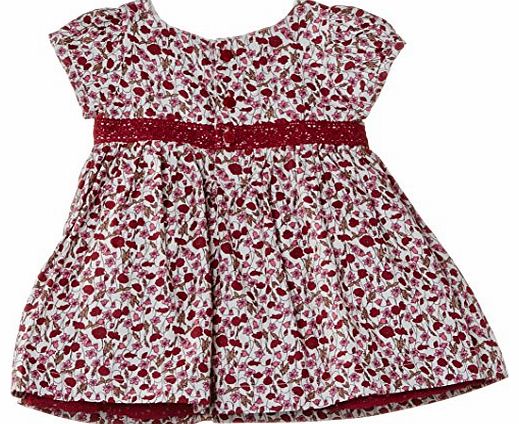 Pumpkin Patch Baby Girls Liberty Print Short Sleeve Dress, Brown (Seed Pearl), 6-12 Months