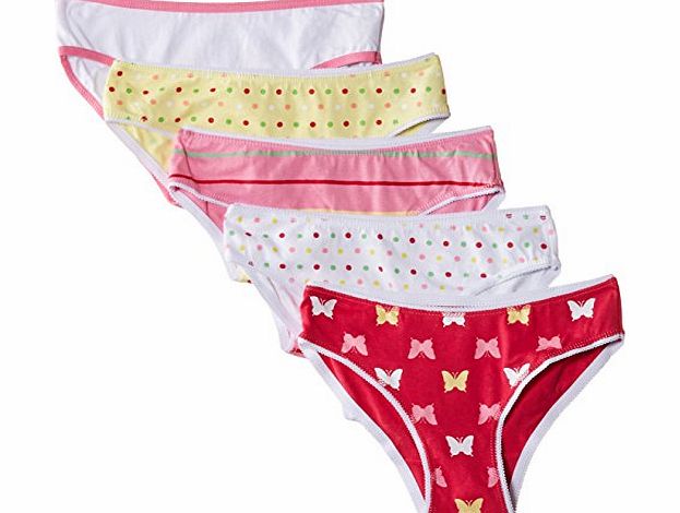 Pumpkin Patch Girls Butterflies 5Pk Knickers, Multicoloured (Assorted), 3 Years