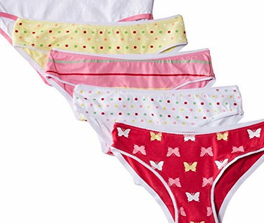 Pumpkin Patch Girls Butterflies 5Pk Knickers, Multicoloured (Assorted), 8-10 Years