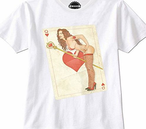 Punkshirtz PHUNKZ T-Shirt QUEEN OF HEARTS HERZ DAME KARTE POKER Pokerspieler Zocker Black Jack, L