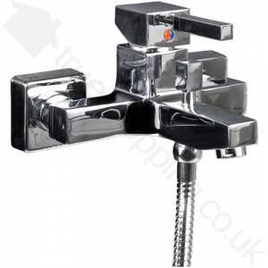 pure Square Chrome Wall Mounted Bath Shower