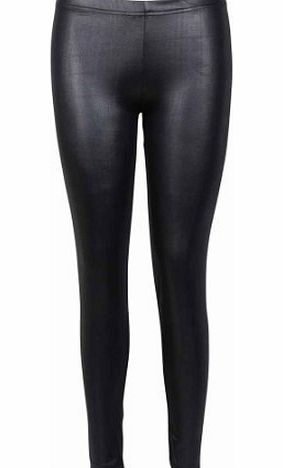 Purple Hanger New Ladies Shiny Wet look Effect Stretch Fit Pants Womens Metallic Black Elasticated Waist Long Leggings Size 12 14