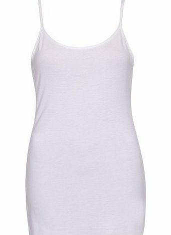 Purple Hanger Womens New Plain Sleeveless Ladies Stretch Round Scoop Neckline Long Strappy T-Shirt Camisole Vest Tank Top White Size 8 - 10