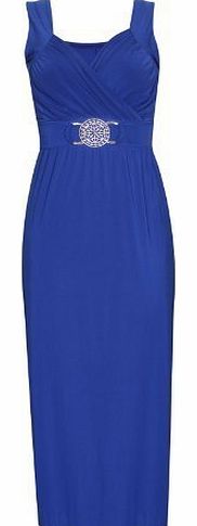 Purple Hanger Womens New Sleeveless Ladies Stretch Cross Over Wrap Buckle Belt Back Tie Fastening Long Maxi Dress Plus Size Royal Blue Size 16 - 18