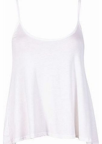 Purple Hanger Womens Plain Sleeveless Ladies Stretch Round Scoop Neckline Slim Straps Strappy Flared Swing Camisole Vest Top Plus Size White Size 16 - 18 (XL)