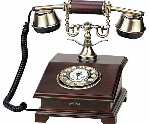 Pyle PRT55I Authentic Classical Themed Home Telephone System with Integrated Speaker and 3.5mm Audio Input Jack for iPhone/Android/Blackberry and Audio Device