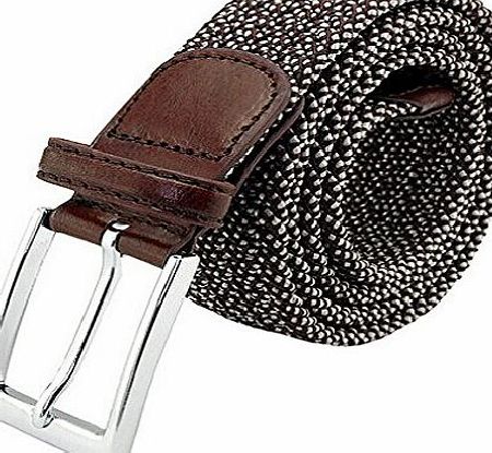 Qianbo Fashion Double Color Coffee White Mens Stretch Canvas Braided Belt
