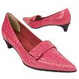 Fuchsia Croco-embossed Leather Low-heel Pump Shoes