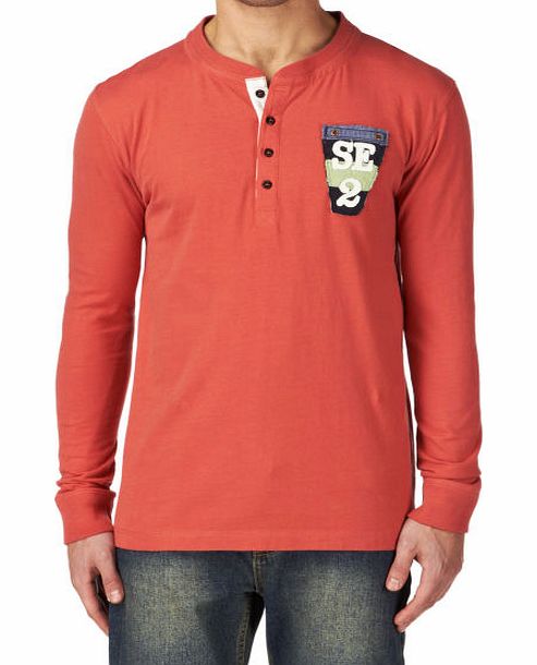 Mens Quba Trim Falg Henley Long Sleeve T-shirt