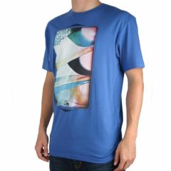 Mens Quiksilver Single Fins Tee Blue Jay