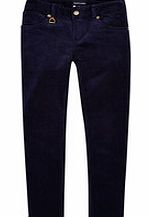 Girls 7-12yrs navy corduroy trousers