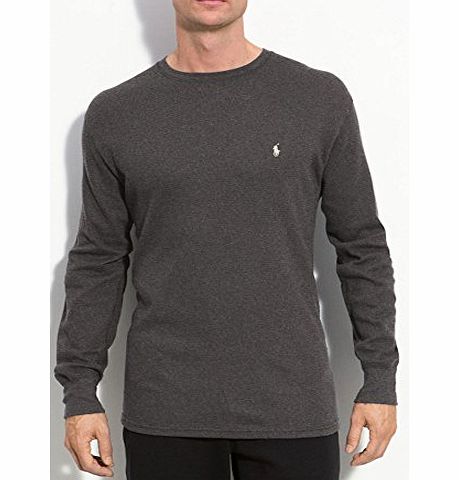 Ralph Lauren Polo Ralph Lauren Long-Sleeved Waffle-Knit Crewneck Thermal in Dark Heather Grey (X-Large)