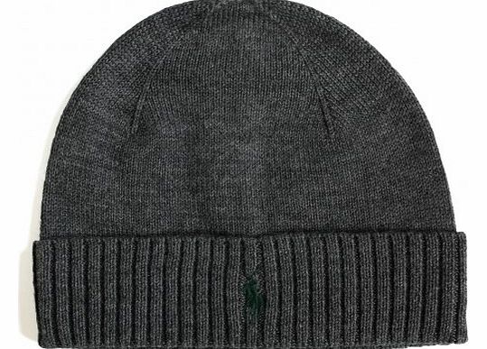 Polo Ralph Lauren merino wool beanie hat Dark Grey One