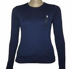  WOMENS/LADIES NAVY LONG SLEEVE TOP/T SHIRT S M L (Large)