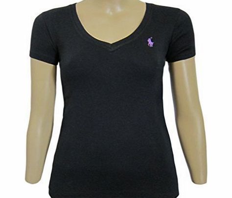 Ralph Lauren  WOMENS SHORT SLEEVE V NECK PERFECT TEE, T-SHIRT BLACK, PINK, NAVY, WHITE Size S,M,L,XL (Medium, White)