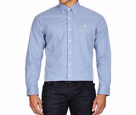 Royal blue and white cotton shirt