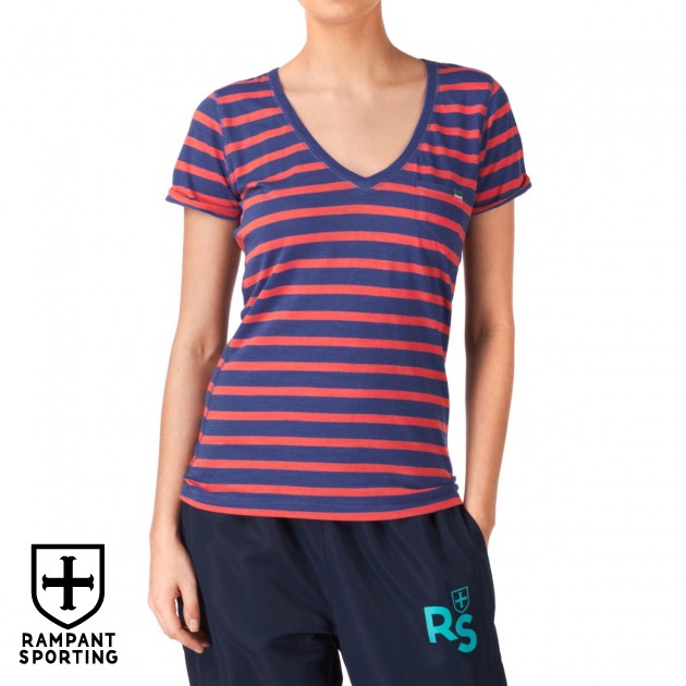 Womens Rampant Sporting Striped V T-Shirt -