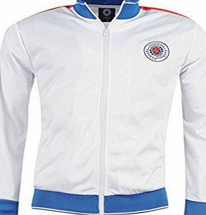 Rangers Mens Tracksuit Jacket Full Length Zip Fastening High Neck Long Sleeved White L