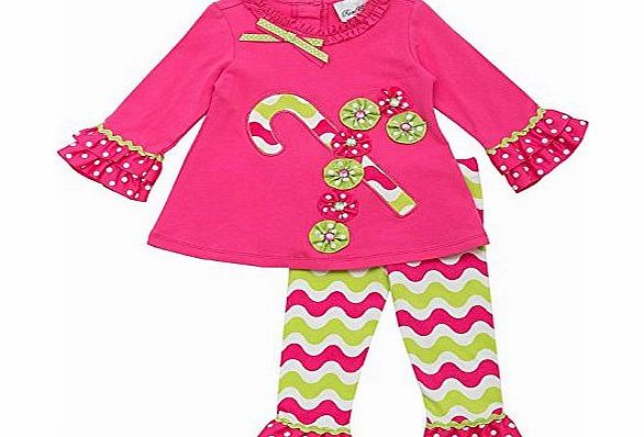 Rare Editions Candy Cane Top amp; Chevron-Stripe Leggings Set, 6 Months