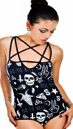 Rat Baby Go To H**l Pentagram Swimsuit - Size: XL