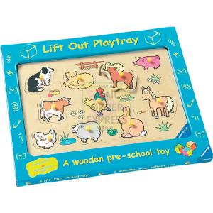 Farm Animals 10 Piece Wooden Playtray