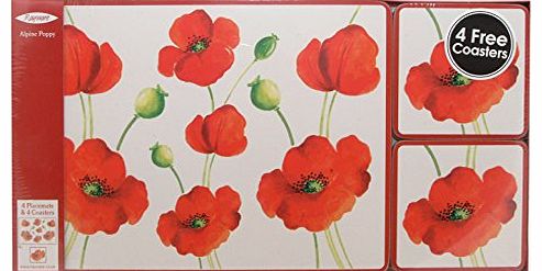 Rayware 8-Piece Alpine Poppy Place Mat and Coaster Set