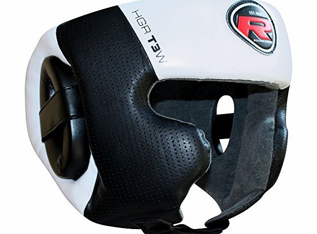 RDX Authentic RDX Cow Leather kids Boxing Head Guard Junior Children Youth Helmet White Black