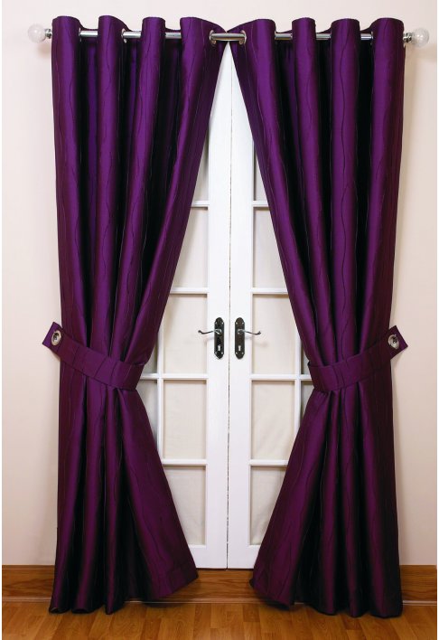 Jazz Damson Lined Eyelet Curtains