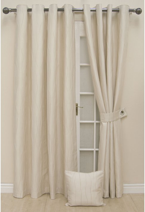 Jazz Natural Lined Eyelet Curtains