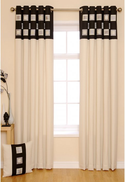 Milan Black Lined Eyelet Curtains