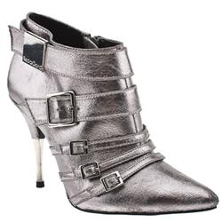 Female Punk Satin Fabric Upper in Silver