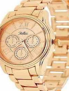 Reflex Unisex Chrono Effect All Rose Gold Tone Metal Bracelet Strap Watch LB202