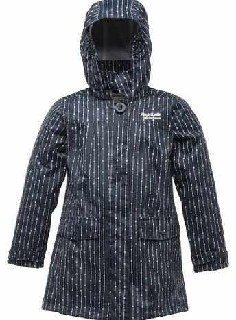 Regatta Rachael Girls Waterproof Hydrafort Patterned Jacket (Navy, 5 - 6 years (chest 59-61cm))