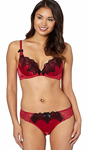 Reger by Janet Reger  Womens Designer Dark Pink Satin And Lace Plunge Bra 34D