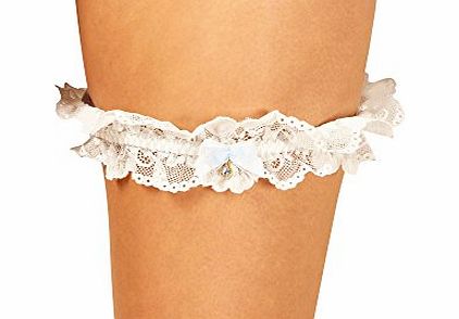 Reger by Janet Reger  Womens Designer Ivory Bridal Lace Garter