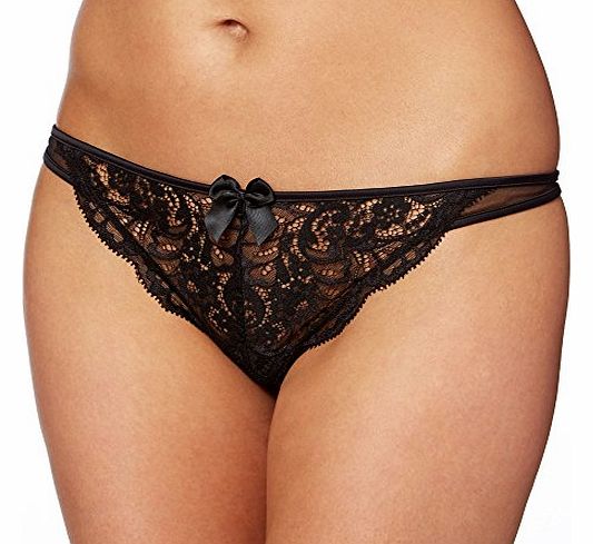 Reger Noir by Janet Reger  Womens Designer Black Lace Thong 10