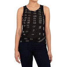 Black open back sleeveless mesh top