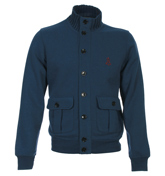 Blue Button Fastening Sweatshirt