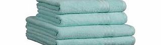 Four seafoam cotton bath sheets