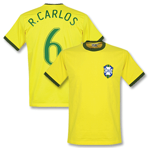 Retake 1970 Brazil Home Retro Shirt   R. Carlos 6 (02-03 Style)