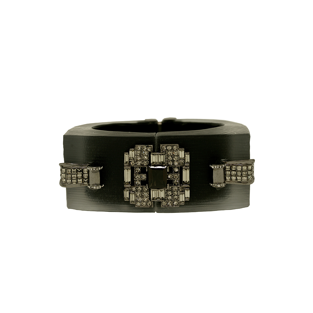 Retro Deco Bangle - Black