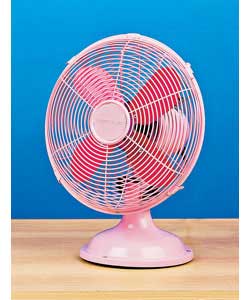 Retro Desk Fan Pink10in