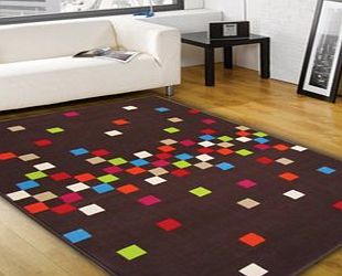 Retro Funky Rugs Retro Funky Scatter Brown Multi Rugs Modern Vibrant Bedroom Lounge Rugs