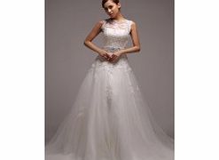 Retro Luxury Noble Bateau Satin Tulle Chapel